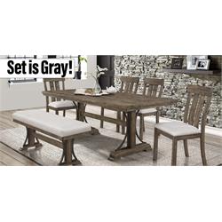 Quincy 6 Piece Dining  Grey Table + 4 Chairs+Bench 2131-6-GRY Image