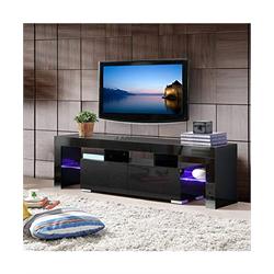 Modern Black TV Stand w LED Lights   TVWBK0163 Image